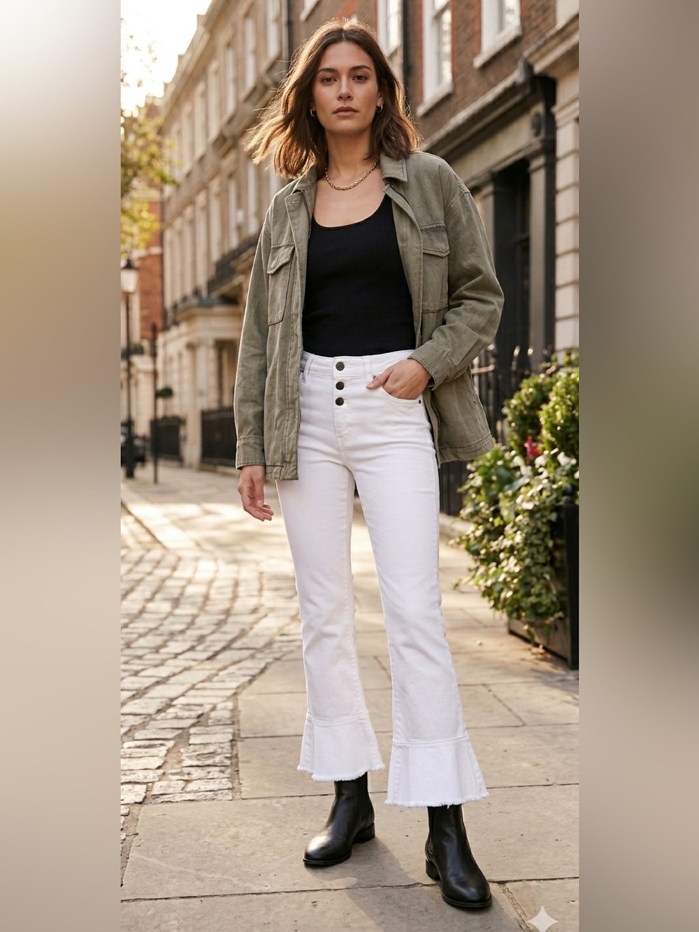 Zara basic || White crop bell hem jeans size 2